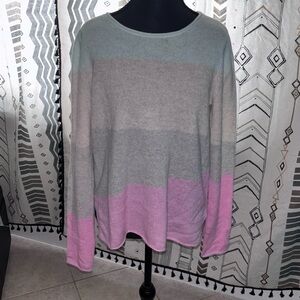 100% Cashmere Colorblock Sweater in Gray and Pink